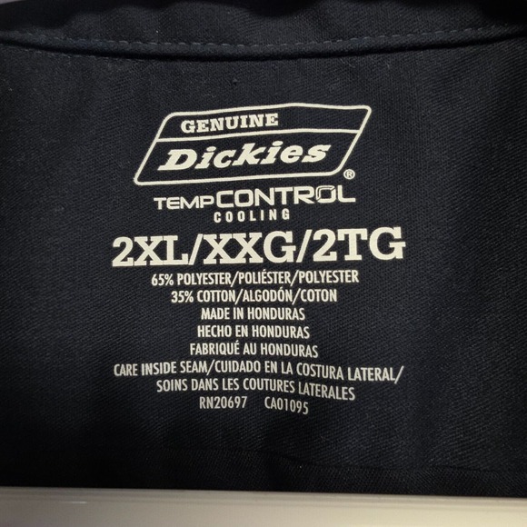 Dickies Shirt Mens 2XL‎ Blue Short Sleeve Button Up Temp Control Workwear Shirt - Picture 9 of 12